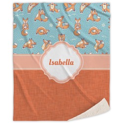 Foxy Yoga Sherpa Throw Blanket (Personalized)