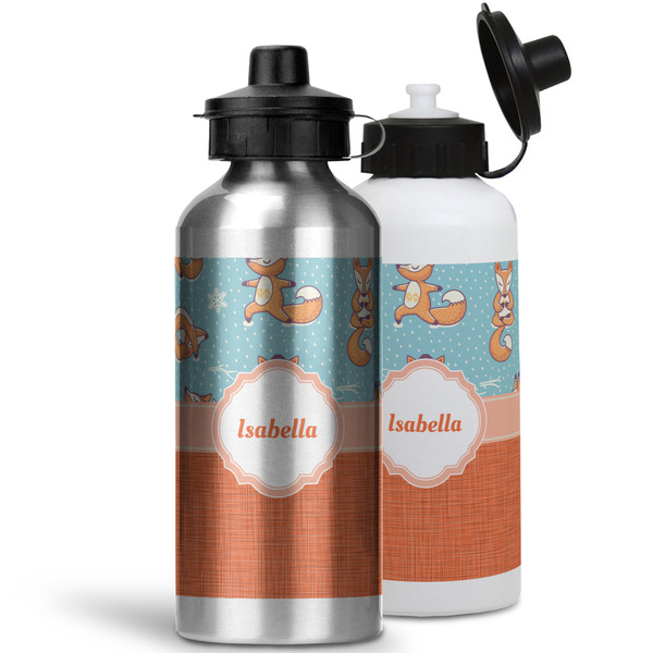 Foxy Yoga Aluminum Water Bottles - MAIN (white &silver)