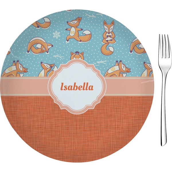 Custom Foxy Yoga 8" Glass Appetizer / Dessert Plates - Single or Set (Personalized)