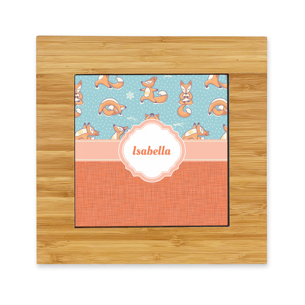 Custom Foxy Yoga Bamboo Trivet with Ceramic Tile Insert (Personalized)