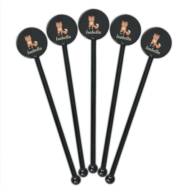 Foxy Yoga Black Plastic 5.5" Stir Stick - Round - Fan View