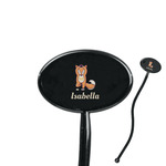 Foxy Yoga 7" Oval Plastic Stir Sticks - Black - Single Sided (Personalized)