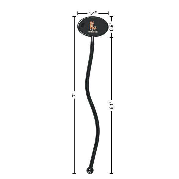 Foxy Yoga Black Plastic 7" Stir Stick - Oval - Dimensions