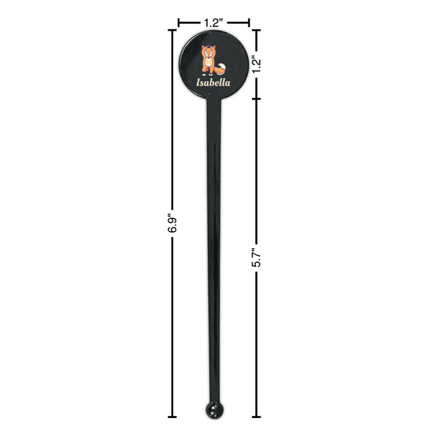 Foxy Yoga Black Plastic 7" Stir Stick - Round - Dimensions