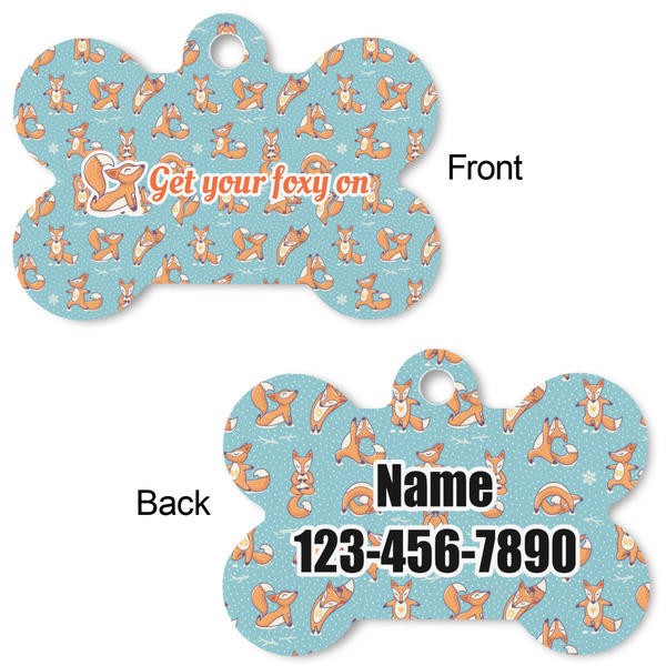 Foxy Yoga Bone Shaped Dog ID Tag - Large - Approval