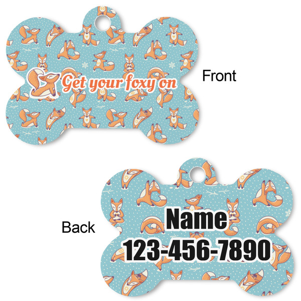 Foxy Yoga Bone Shaped Dog Tag - Front & Back
