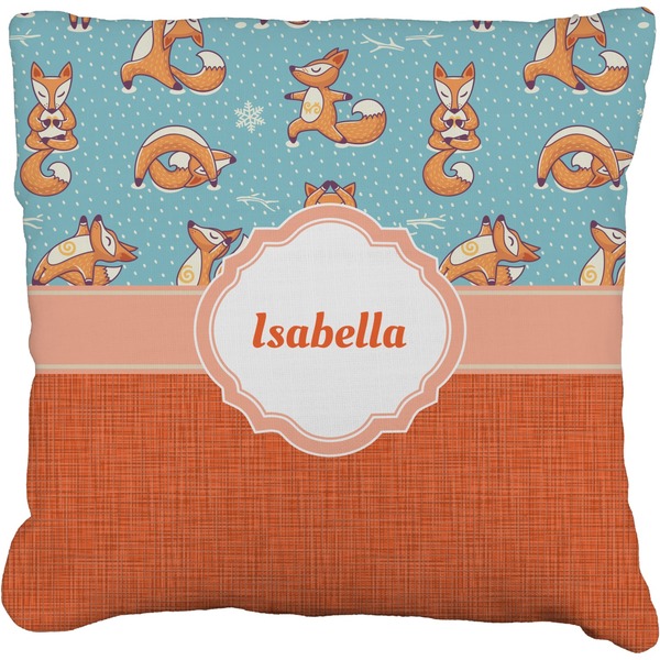 Custom Foxy Yoga Faux-Linen Throw Pillow 16" (Personalized)