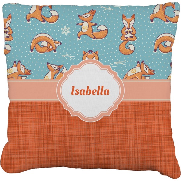 Custom Foxy Yoga Faux-Linen Throw Pillow 20" (Personalized)
