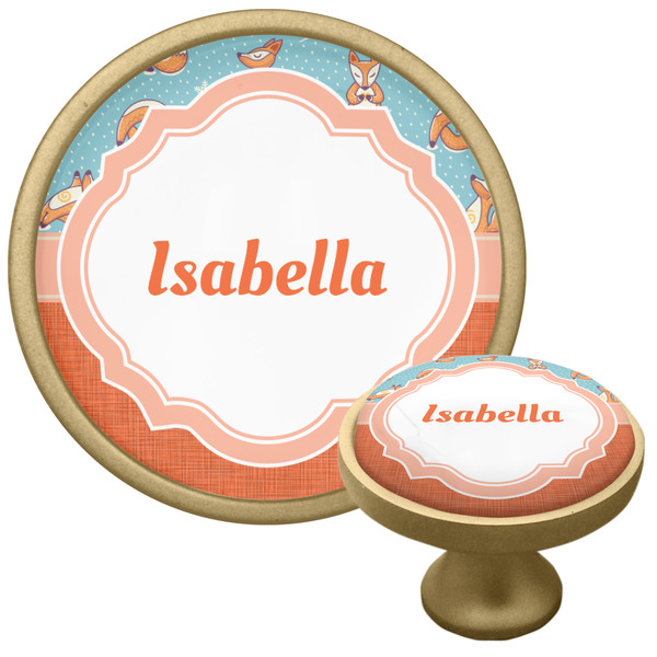 Custom Foxy Yoga Cabinet Knob - Gold (Personalized)