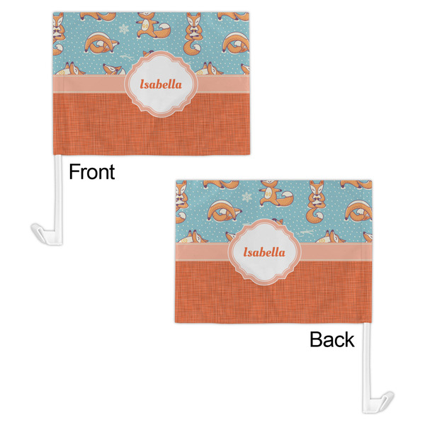 Foxy Yoga Car Flag - 11" x 8" - Front & Back View