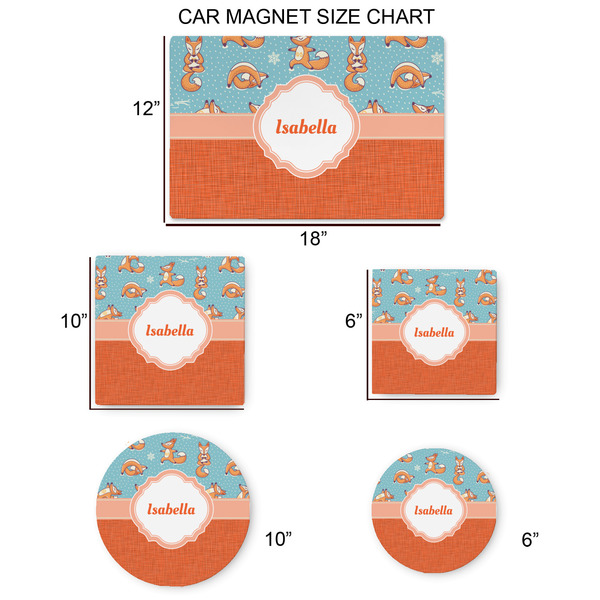 Foxy Yoga Car Magnets - SIZE CHART