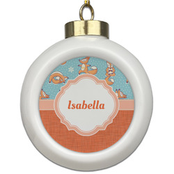 Foxy Yoga Ceramic Ball Ornament (Personalized)