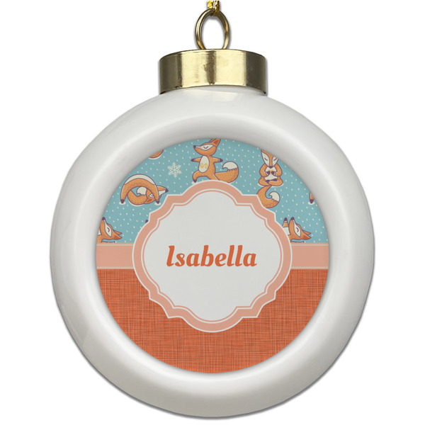 Custom Foxy Yoga Ceramic Ball Ornament (Personalized)
