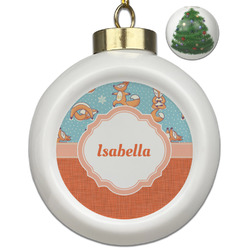 Foxy Yoga Ceramic Ball Ornament - Christmas Tree (Personalized)