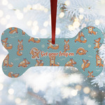 Foxy Yoga Ceramic Dog Ornament w/ Name or Text