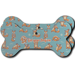 Foxy Yoga Ceramic Dog Ornament - Front & Back w/ Name or Text