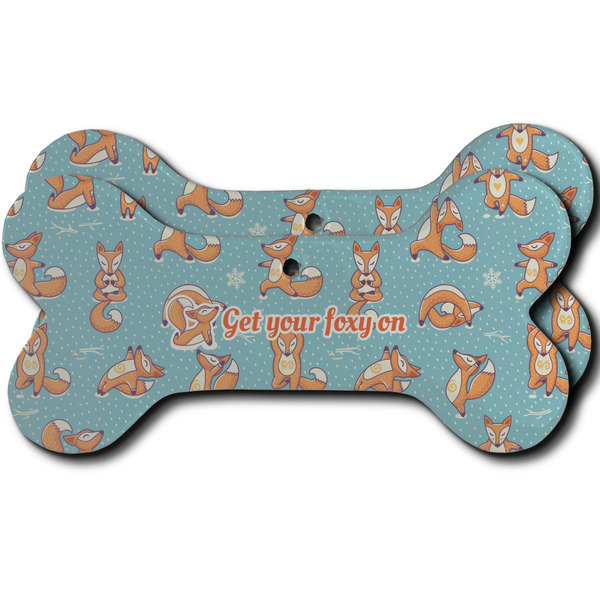Custom Foxy Yoga Ceramic Dog Ornament - Front & Back w/ Name or Text
