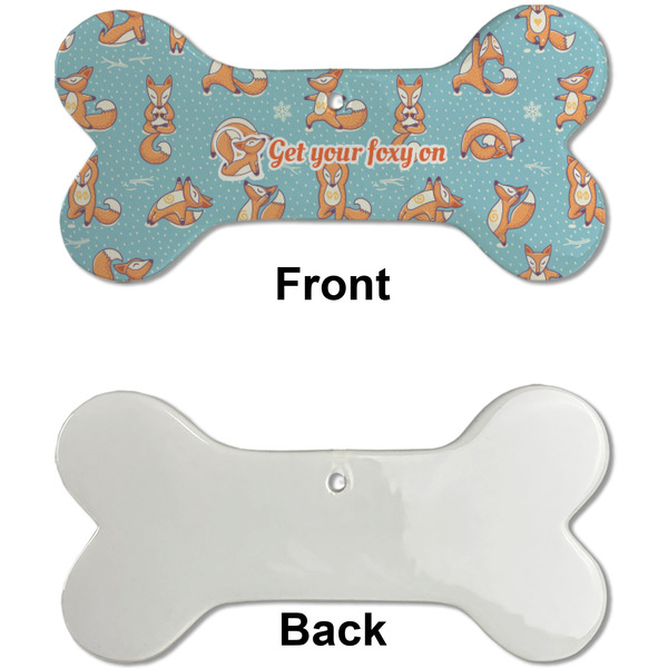 Foxy Yoga Ceramic Flat Ornament - Bone Front & Back Single Print (APPROVAL)