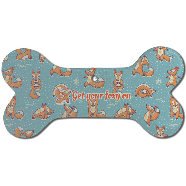 Foxy Yoga Ceramic Flat Ornament - Bone Front