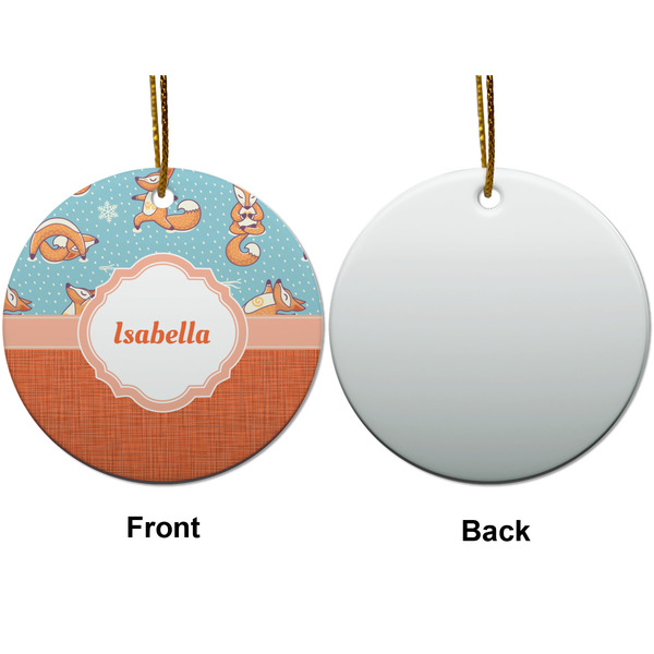 Foxy Yoga Ceramic Flat Ornament - Circle Front & Back (APPROVAL)