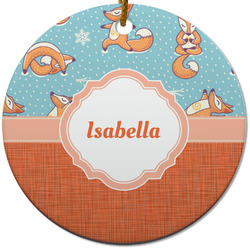 Foxy Yoga Round Ceramic Ornament w/ Name or Text