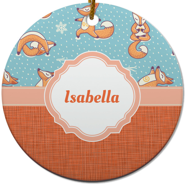 Foxy Yoga Ceramic Flat Ornament - Circle (Front)
