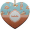 Foxy Yoga Ceramic Flat Ornament - Heart (Front)