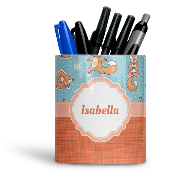 Custom Foxy Yoga Ceramic Pen Holder