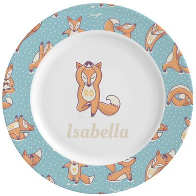 Foxy Yoga Ceramic Dinner Plates (Set of 4) (Personalized)