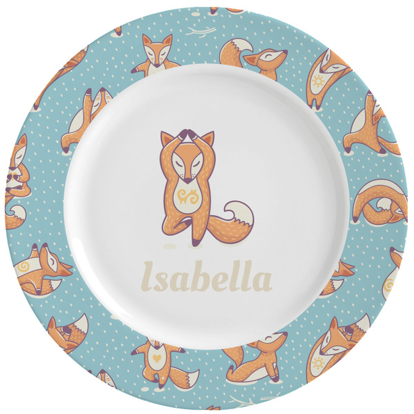 Custom Foxy Yoga Ceramic Dinner Plates (Set of 4) (Personalized)