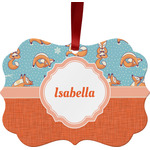 Foxy Yoga Metal Frame Ornament - Double Sided w/ Name or Text