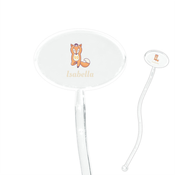 Custom Foxy Yoga 7" Oval Plastic Stir Sticks - Clear (Personalized)