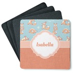 Foxy Yoga Square Rubber Backed Coasters - Set of 4 (Personalized)