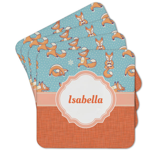 Custom Foxy Yoga Cork Coaster - Set of 4 w/ Name or Text