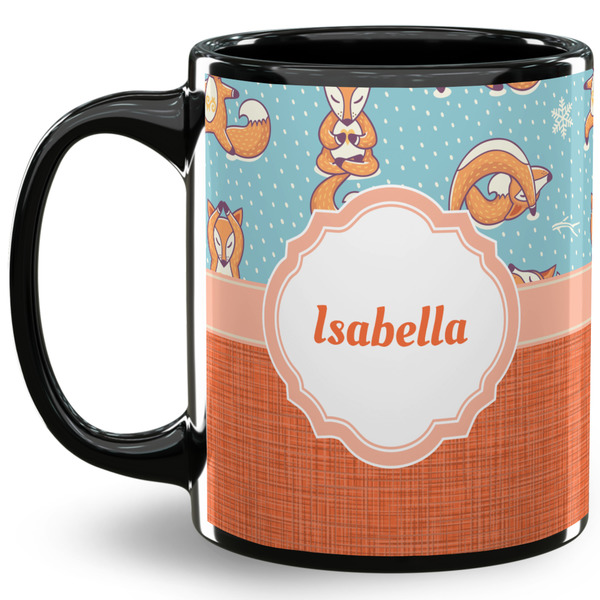 Custom Foxy Yoga 11 Oz Coffee Mug - Black (Personalized)