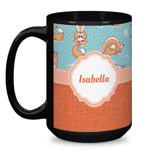 Foxy Yoga Coffee Mug - 15 oz - Black