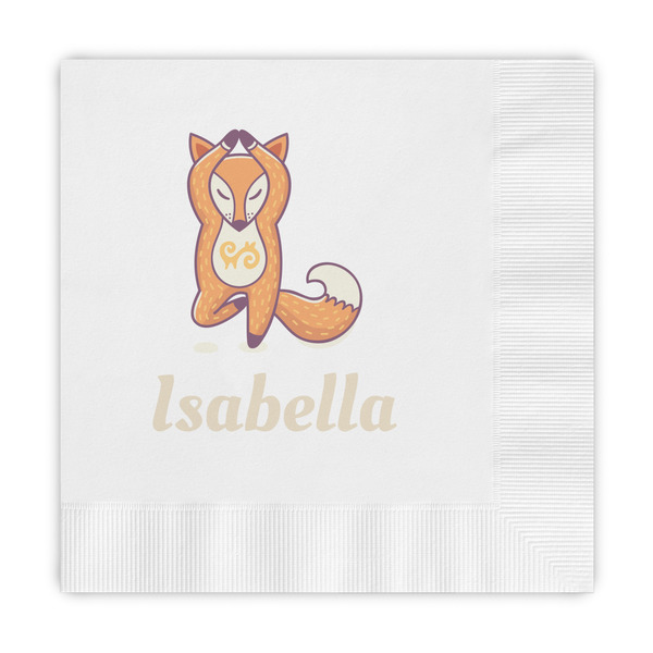 Custom Foxy Yoga Embossed Decorative Napkins (Personalized)