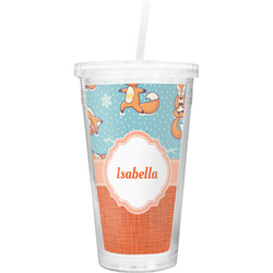 Foxy Yoga Double Wall Tumbler with Straw (Personalized)