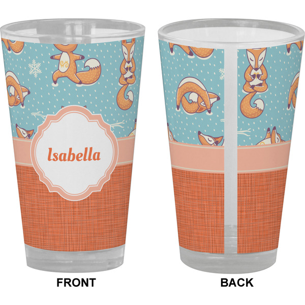 Foxy Yoga Pint Glass - Full Color - Front & Back Views