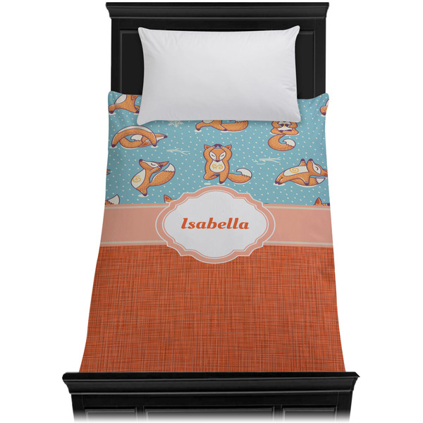 Foxy Yoga Duvet Cover - Twin - On Bed - No Prop