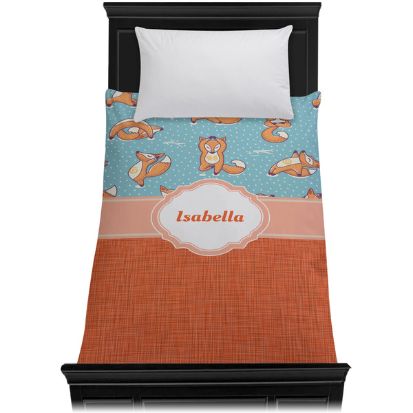 Foxy Yoga Duvet Cover - Twin XL - On Bed - No Prop