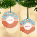 Foxy Yoga Flat Glass Ornament w/ Name or Text