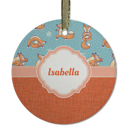 Foxy Yoga Flat Glass Ornament - Round w/ Name or Text