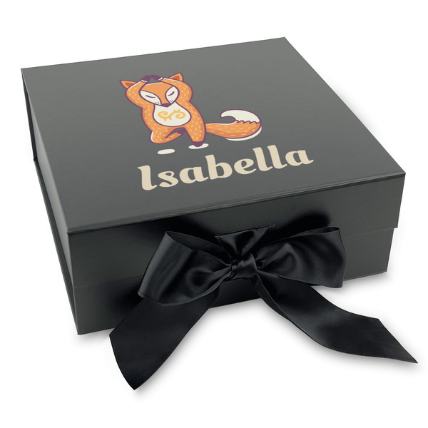 Custom Foxy Yoga Gift Box with Magnetic Lid - Black (Personalized)