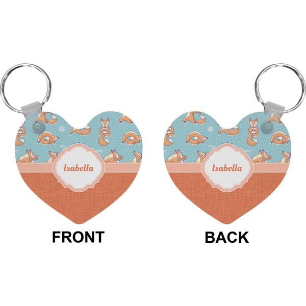 Foxy Yoga Heart Keychain (Front + Back)