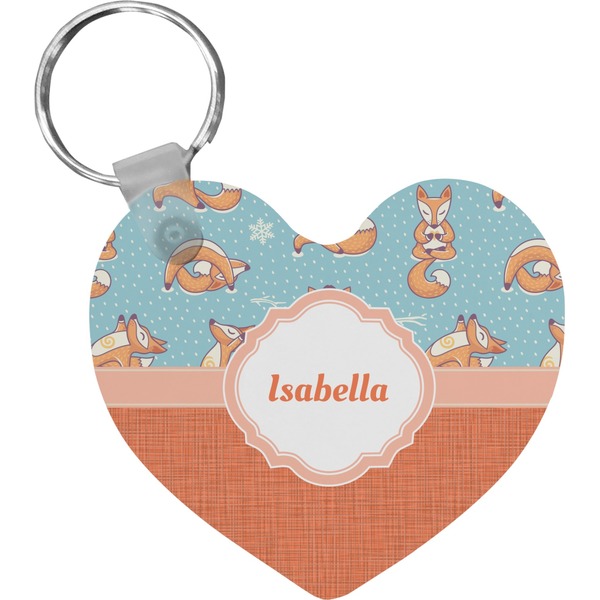 Custom Foxy Yoga Heart Plastic Keychain w/ Name or Text