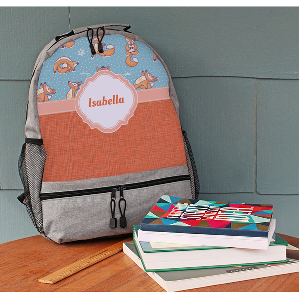 Foxy Yoga Large Backpack - Gray - On Desk