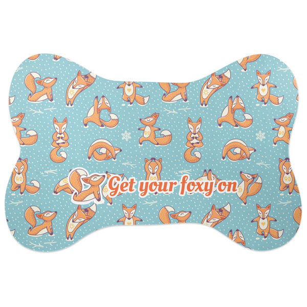 Custom Foxy Yoga Bone Shaped Dog Food Mat (Large) (Personalized)