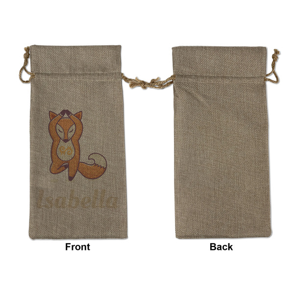 Foxy Yoga Large Burlap Gift Bags - Front Approval