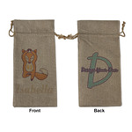 Foxy Yoga Large Burlap Gift Bag - Front & Back (Personalized)